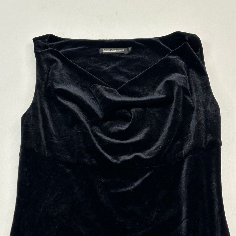 Guess Collection Women's Dress Black Velvet Sleeveless Cowl Neck‎ Formal, Size L